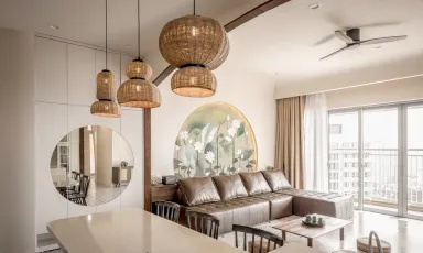 Phòng khách Phòng ăn - Căn hộ Palm Heights Quận 2 - Phong cách Indochine