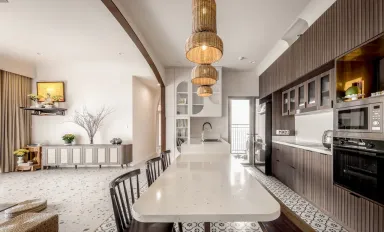 Phòng bếp Phòng ăn - Căn hộ Palm Heights Quận 2 - Phong cách Indochine