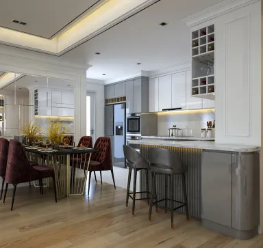 Phòng bếp Phòng ăn - Nhà phố 85m2 Quận 2 - Phong cách Neo Classic