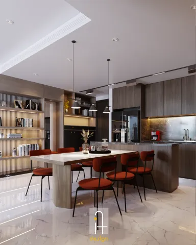 Phòng bếp Phòng ăn - Căn hộ 2PN Empire City - Phong cách Modern