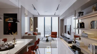 Phòng khách - Căn hộ 2PN Empire City - Phong cách Modern
