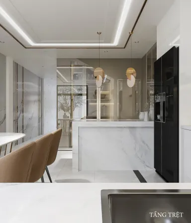 Phòng bếp Quầy bar - Nhà phố Lê Trọng Tấn - Phong cách Modern