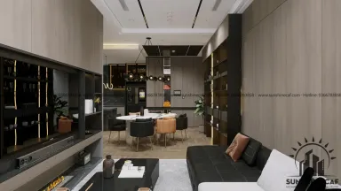 Phòng khách Phòng ăn - Căn hộ Sacomreal Tân Phú - Phong cách Modern