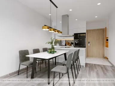 Phòng bếp Phòng ăn - Căn hộ 65m2 HaDo Centrosa Garden - Phong cách Modern