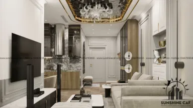 Phòng khách - Căn hộ Landmark 81 Bình Thạnh - Phong cách Neo Classic