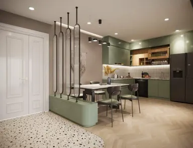 Phòng bếp Phòng ăn - Phòng ăn và bếp Căn hộ Quận 2 - Phong cách Modern