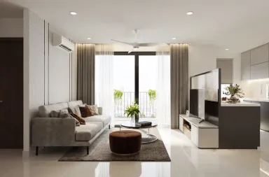Phòng khách - Căn hộ 85m2 Vinhomes Grand Park - Phong cách Modern