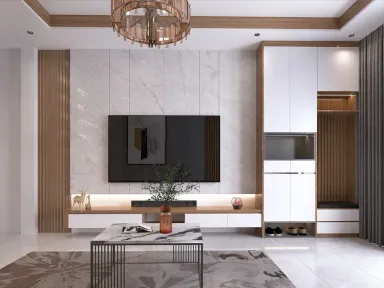 Phòng khách - Nhà phố 2 tầng - Phong cách Modern + Scandinavian