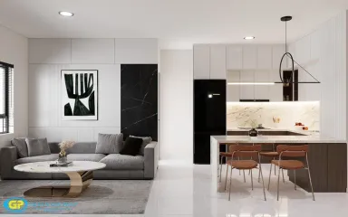 Phòng khách - Căn hộ chung cư tại Bình Dương - Phong cách Minimalist