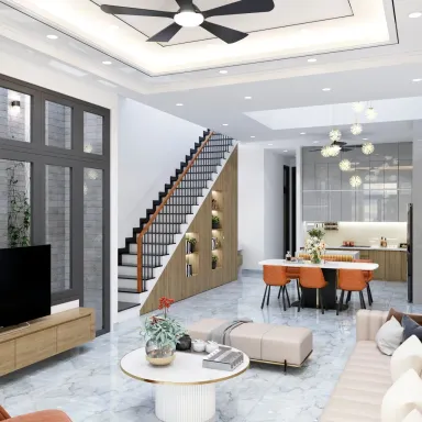 Phòng khách Phòng ăn - Nhà phố Biên Hòa, Đồng Nai - Phong cách Modern