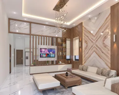 Phòng khách - Nhà phố Thuận An, Bình Dương - Phong cách Modern