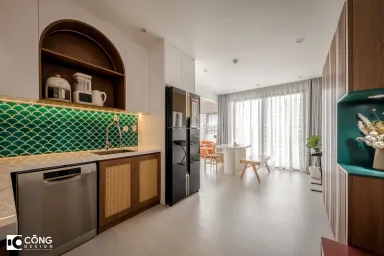  Phòng bếp - Căn hộ S503 Vinhomes Grand Park - Phong cách Minimalist + Color Block 