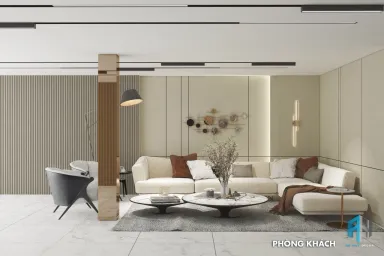 Phòng khách - Nhà phố Cai Lậy, Tiền Giang - Phong cách Modern