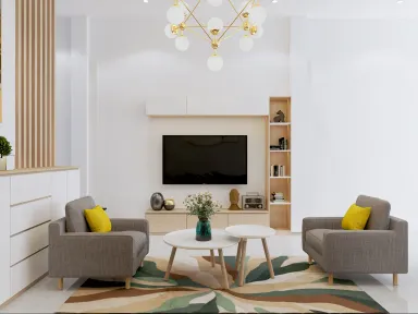 Phòng khách - Nhà phố Tân Bình - Phong cách Scandinavian