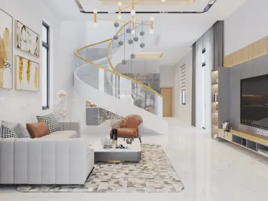Phòng khách - Nhà phố Bình Dương - Phong cách Modern + Scandinavian