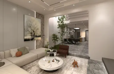 Phòng khách - Nhà phố Vũng Tàu 450m2 - Phong cách Modern