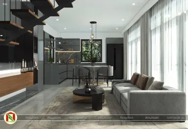 Phòng khách - Nhà vườn tại Lâm Đồng - Phong cách Modern