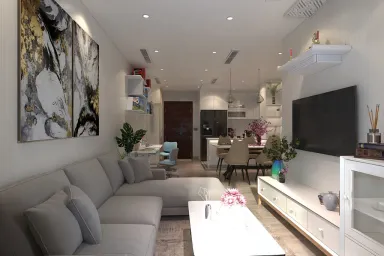 Phòng khách - Căn hộ The Symphony, Phú Mỹ Hưng Midtown - Phong cách Modern + Minimalist