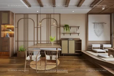  Phòng ăn - Concept Căn hộ nhà anh Hiếu 78m2 - Phong cách Wabi Sabi 