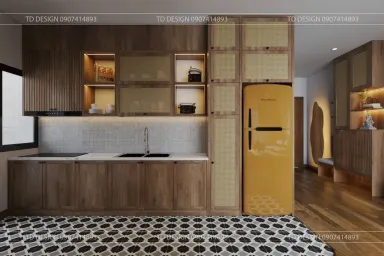  Phòng bếp - Concept Căn hộ nhà anh Hiếu 78m2 - Phong cách Wabi Sabi 