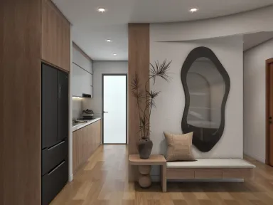  Lối vào, Hành lang - Concept Căn hộ chung cư Bình Thạnh 75m2 - Phong cách Japandi 