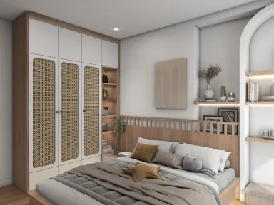  Phòng ngủ - Concept Căn hộ chung cư Bình Thạnh 75m2 - Phong cách Japandi 
