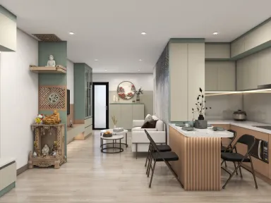  Phòng ăn - Concept Căn hộ chung cư Tân Hương 70m2 - Phong cách Color Block 