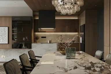  Phòng ăn - Concept Căn hộ chung cư Quận 4 80m2 - Phong cách Modern 
