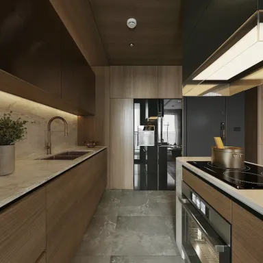  Phòng bếp - Concept Căn hộ chung cư Quận 4 80m2 - Phong cách Modern 
