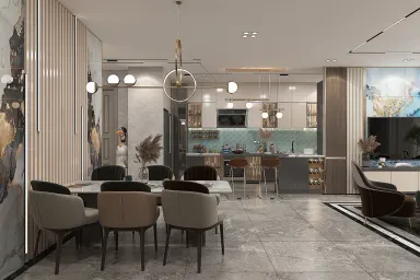 Phòng bếp - Căn hộ Vinhome Central Park Bình Thạnh - Phong cách Modern