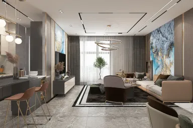 Phòng khách - Căn hộ Vinhome Central Park Bình Thạnh - Phong cách Modern