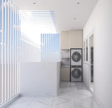 Lô gia - Concept nhà phố 1 trệt 3 lầu Đặng Thai Mai - Phú Nhuận - Phong cách Modern
