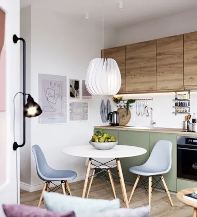 Phòng bếp - Concept căn hộ - Phong cách Scandinavian & Color Block