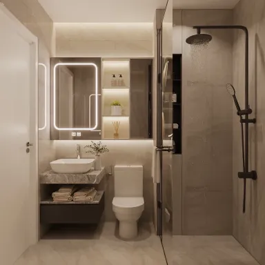 Phòng tắm - Concept nhà phố anh Luân, Tân Bình - Phong cách Modern