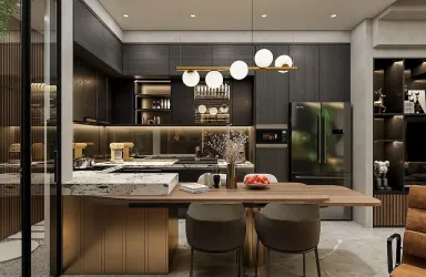 Phòng bếp - Concept nhà phố anh Hiếu, Tân Phú - Phong cách Modern