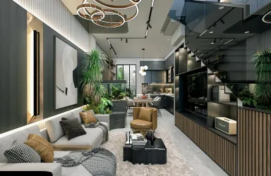 Phòng khách - Concept nhà phố anh Hiếu, Tân Phú - Phong cách Modern