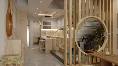  Phòng bếp - Concept nhà phố chị Vy - Phong cách Japandi 