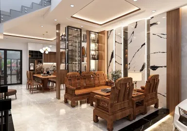 Phòng khách - Concept nhà phố chị Lộc, Nhà Bè - Phong cách Modern