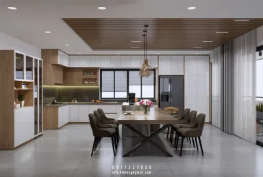 Phòng bếp - Cải tạo kiến trúc và nội thất nhà ở kết hợp thuê văn phòng Bình Thạnh - Phong cách Modern