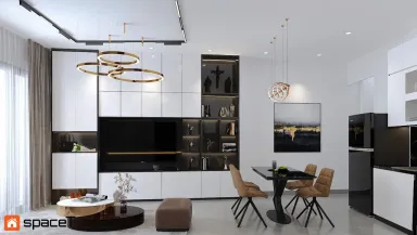 Phòng khách Phòng ăn - Concept nội thất Nhà phố Quận 4 - Phong cách Modern