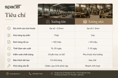 Xưởng Lớn vs Xưởng Nhỏ: Cái Nào Tốt Hơn Cho Bạn Khi Làm Nội Thất?