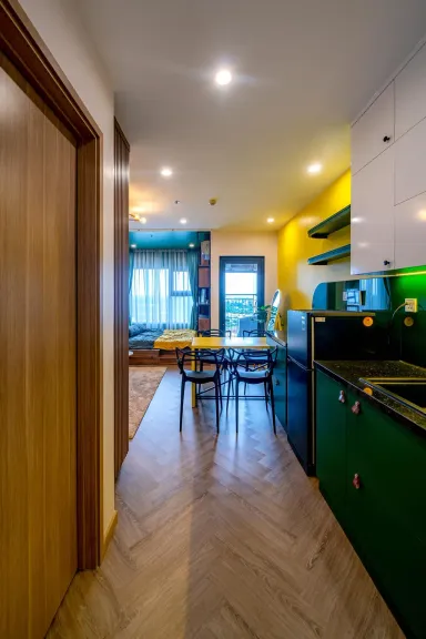 Phòng bếp Lối vào - Căn hộ studio chỉ 28m2 bố trí không gian thông minh, tiện nghi