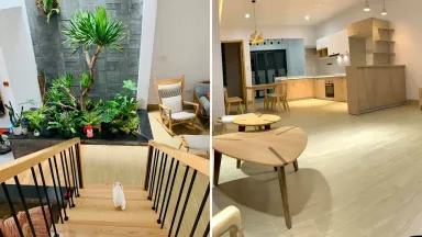 Nhà thoáng đãng, tươi mát nhờ trang trí nội thất với gỗ và cây xanh
