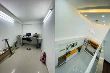 Lối vào Phòng làm việc - Cải tạo nhà 44m2 từ 2 tầng: sửa 1 tầng thành tầng lửng, giải phóng không gian