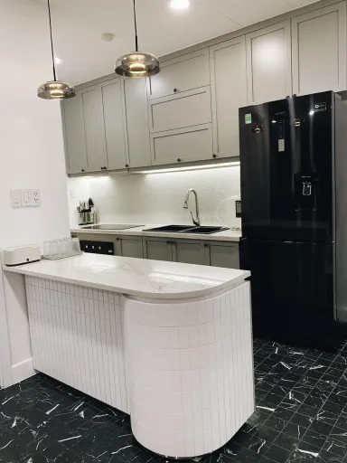 Phòng bếp - Căn hộ với ý tưởng thiết kế nội thất để giúp nhà sáng và rộng hơn