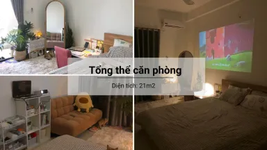 Phòng ngủ - Decor phòng trọ 21m2 đẹp lung linh chỉ vài triệu đồng