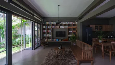 Phòng khách - Nhiếp ảnh gia tại Nghệ An xây nhà kiểu lạ: chỉ trát xi măng mà chi phí lại đến 800 triệu đồng