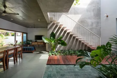 Phòng khách Cầu thang - “HAVEN” - căn nhà của thiên nhiên, thay đổi ánh sáng theo hướng mặt trời Phòng khách Cầu thang - “HAVEN” - căn nhà của thiên nhiên, thay đổi ánh sáng theo hướng mặt trời