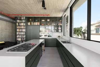 Phòng bếp - Căn hộ duplex 180m2 tại Israel với kết cấu “đảo ngược” độc đáo