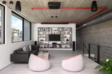 Phòng khách Phòng giải trí - Căn hộ duplex 180m2 tại Israel với kết cấu “đảo ngược” độc đáo